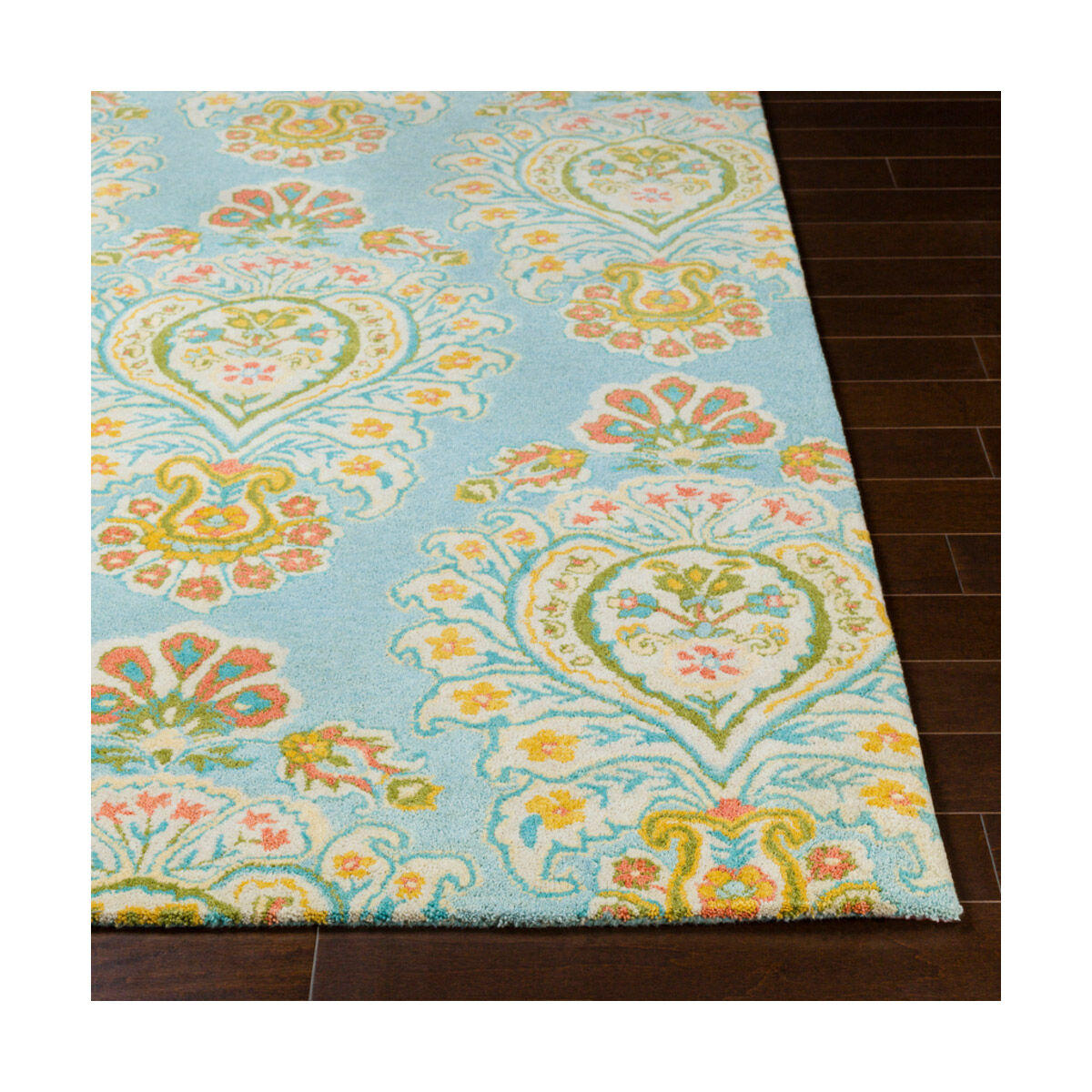 Technicolor 90 X 60 inch Aqua/Teal/Bright Yellow/Coral/Dark Green/Butter Rugs, Rectangle