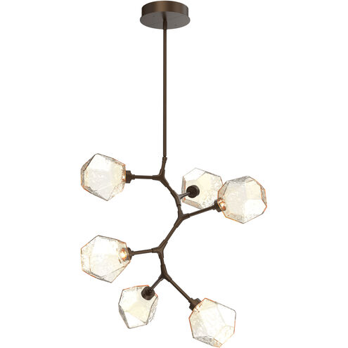 Gem LED 30 inch Flat Bronze Chandelier Ceiling Light in Amber, 2700K LED, Modern Vine