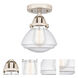 Nouveau 2 Olean LED 7 inch Polished Nickel Semi-Flush Mount Ceiling Light in Seedy Glass