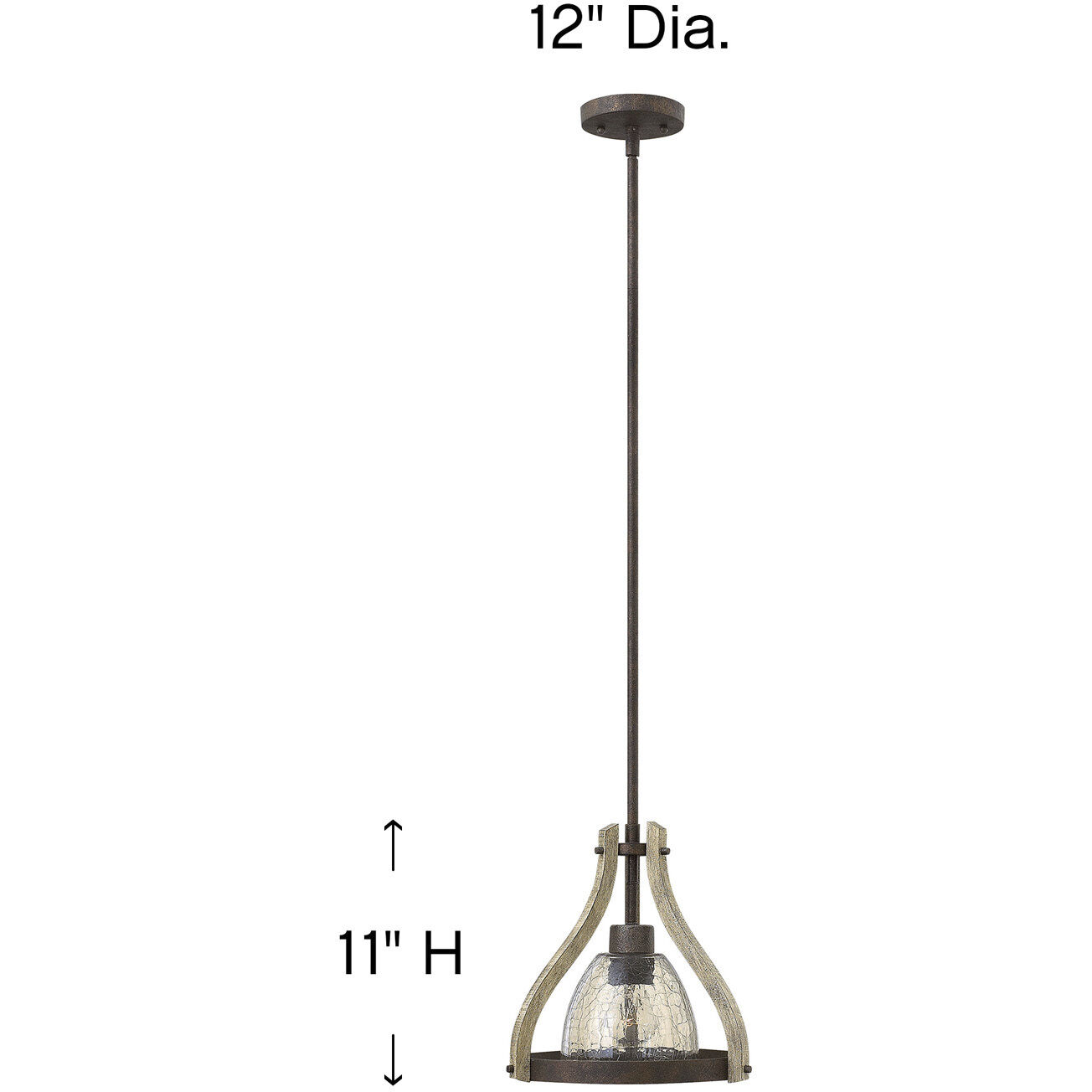 Middlefield LED 12 inch Iron Rust Mini-Pendant Ceiling Light
