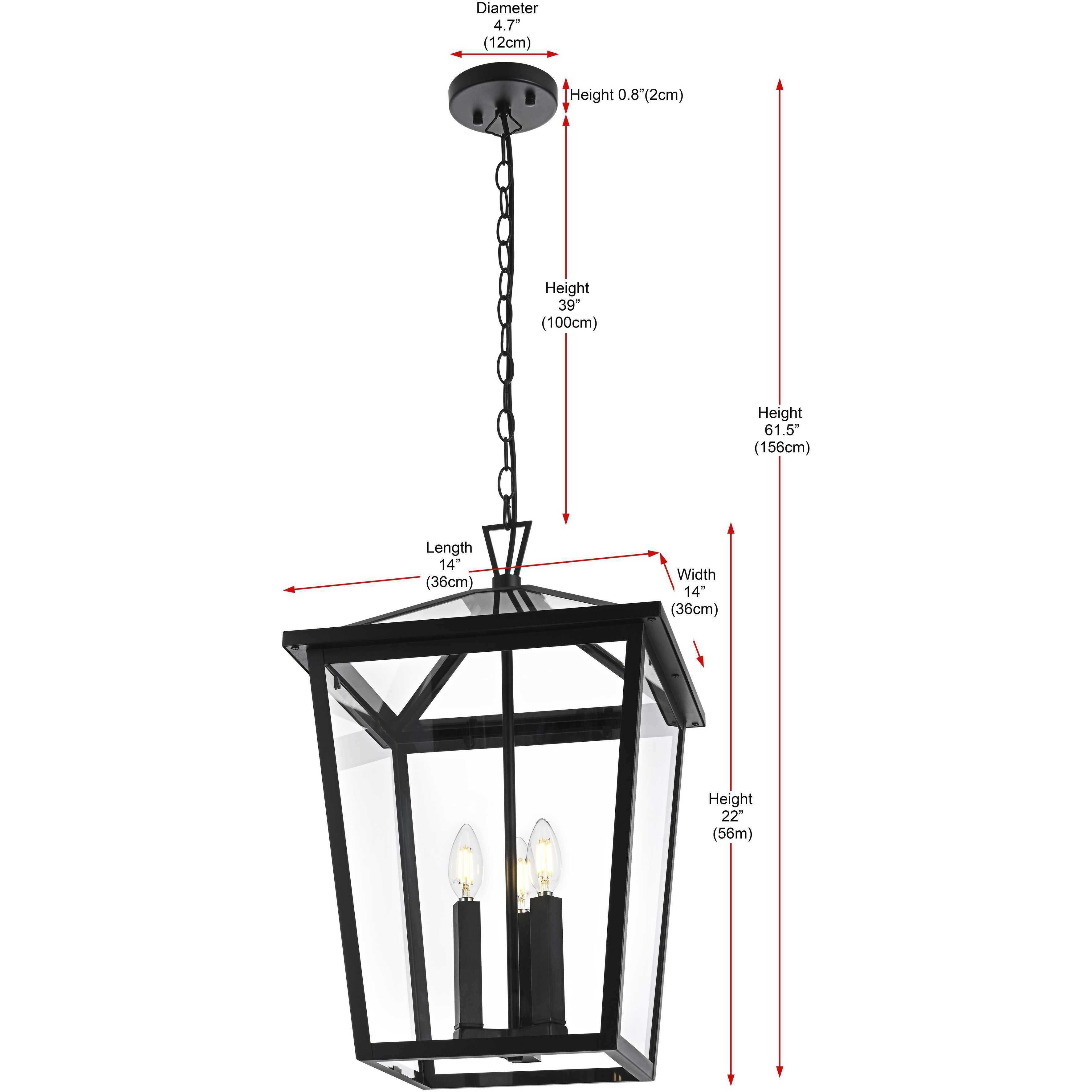 Oxford 3 Light 14 inch Black Outdoor Pendant