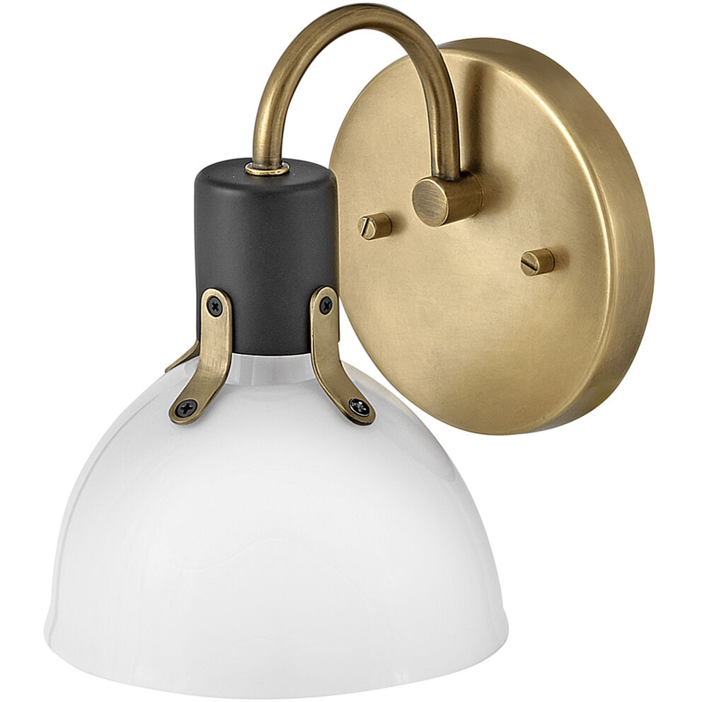 Argo 1 Light 7.25 inch Heritage Brass with Black Vanity Light Wall Light