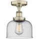 Bell 1 Light 7.75 inch Antique Brass Semi-Flush Mount Ceiling Light