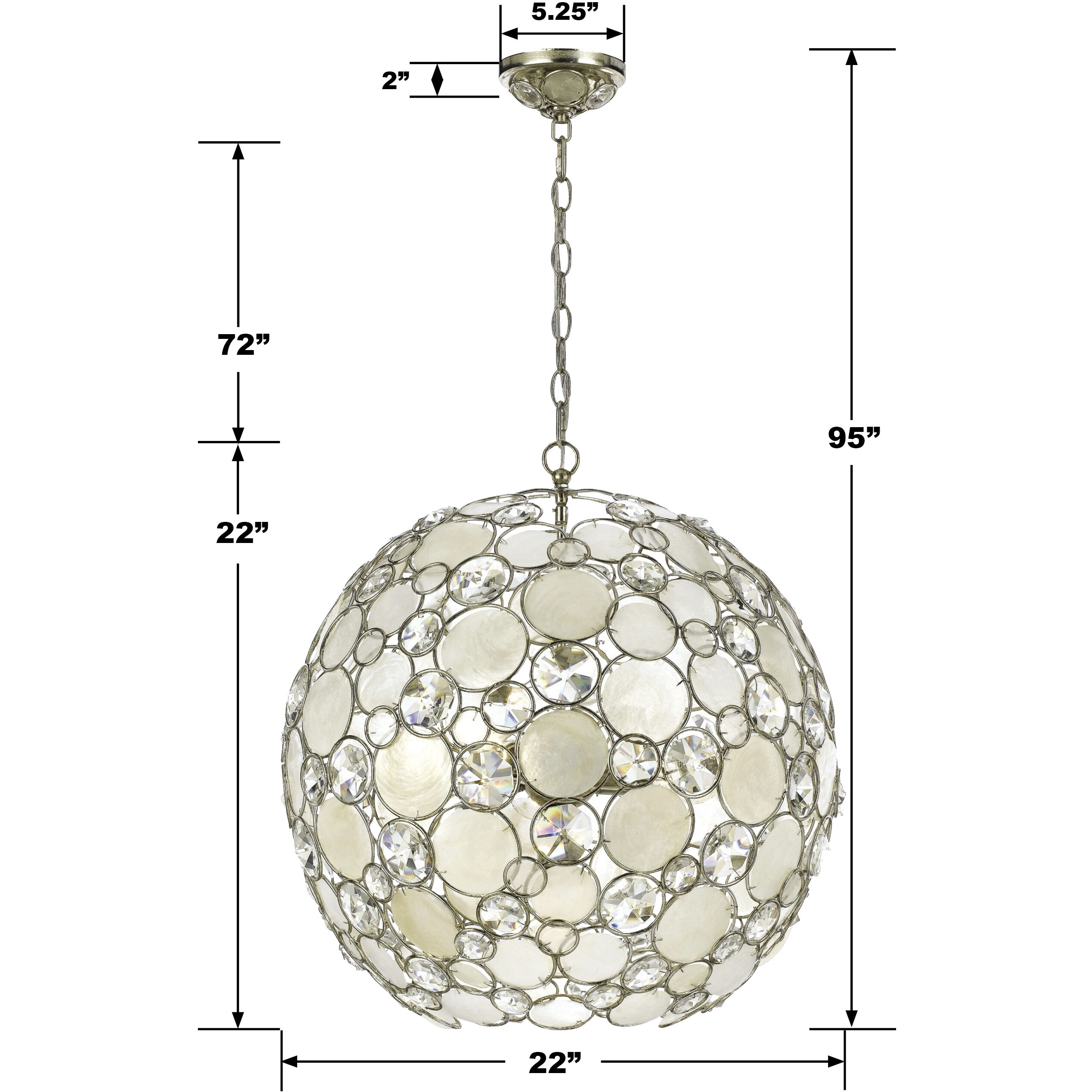 Palla 6 Light 22 inch Antique Silver Chandelier Ceiling Light