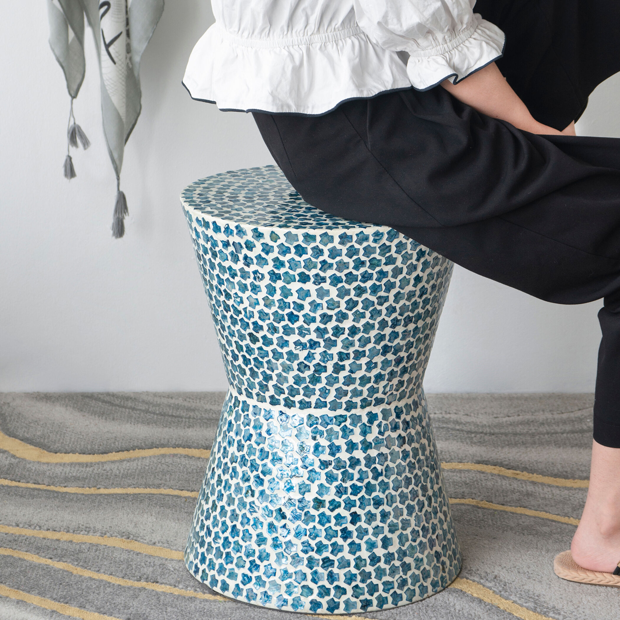 Anita 19.7 inch Blue Stool