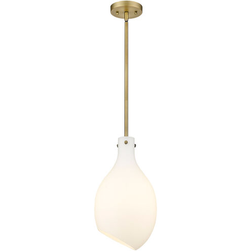Salem 1 Light 9 inch Brushed Brass Mini Pendant Ceiling Light in Matte White Glass