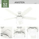Anisten 52 inch Fresh White with Fresh White/Light Oak Blades Ceiling Fan