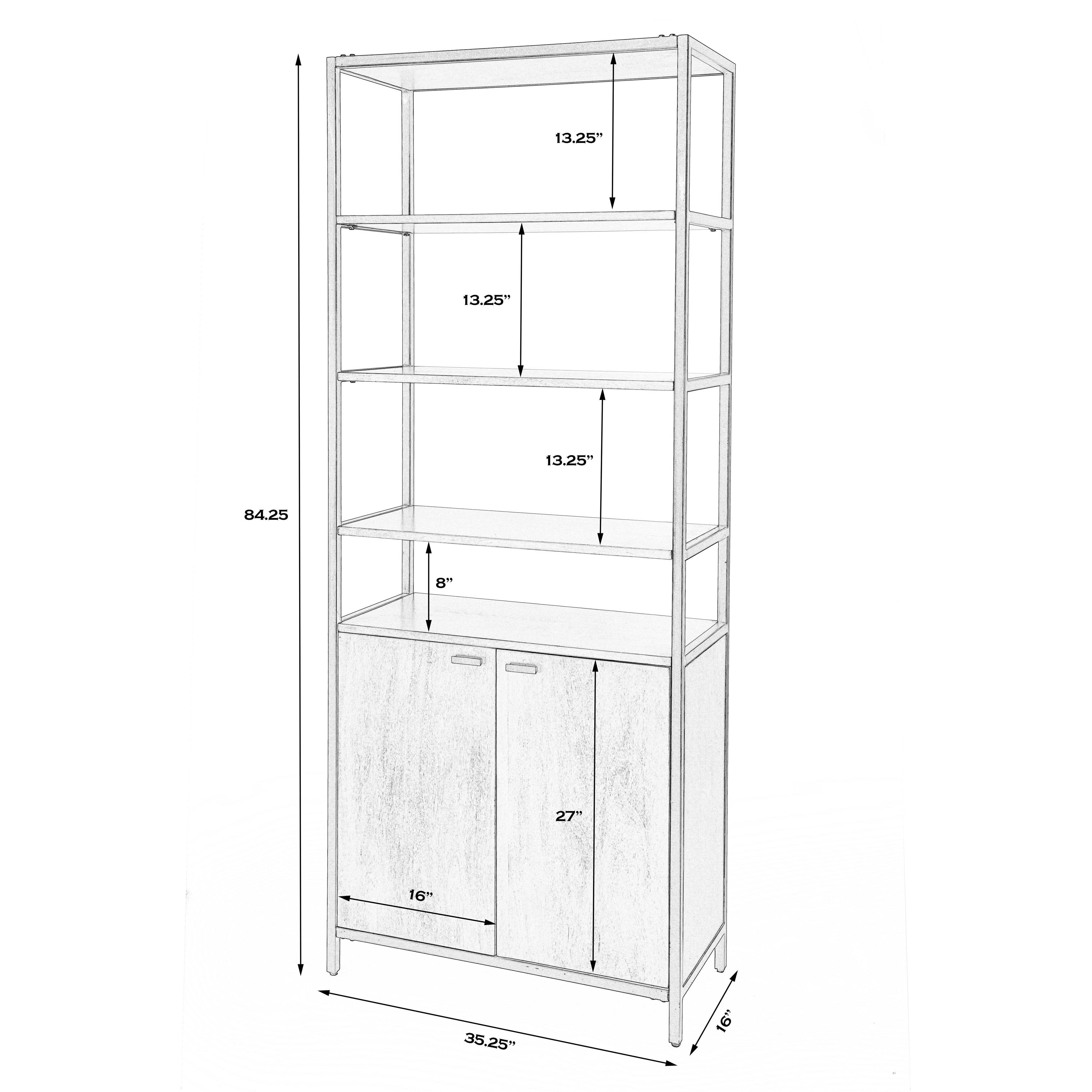 Hans 35.25" W x 84.25"H Open & Closed Etagere Bookcase in Light Brown