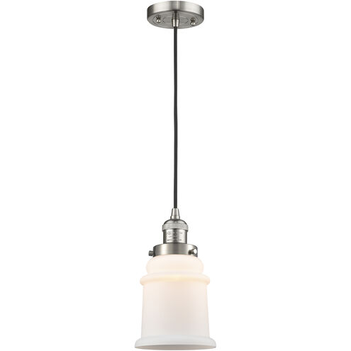 Franklin Restoration Canton 1 Light 6 inch Brushed Satin Nickel Mini Pendant Ceiling Light in Incandescent, Matte White, Franklin Restoration