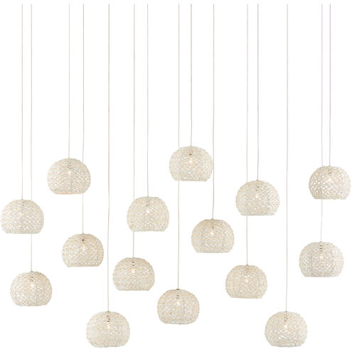 Piero 15 Light 48 inch White/Painted Silver Multi-Drop Pendant Ceiling Light