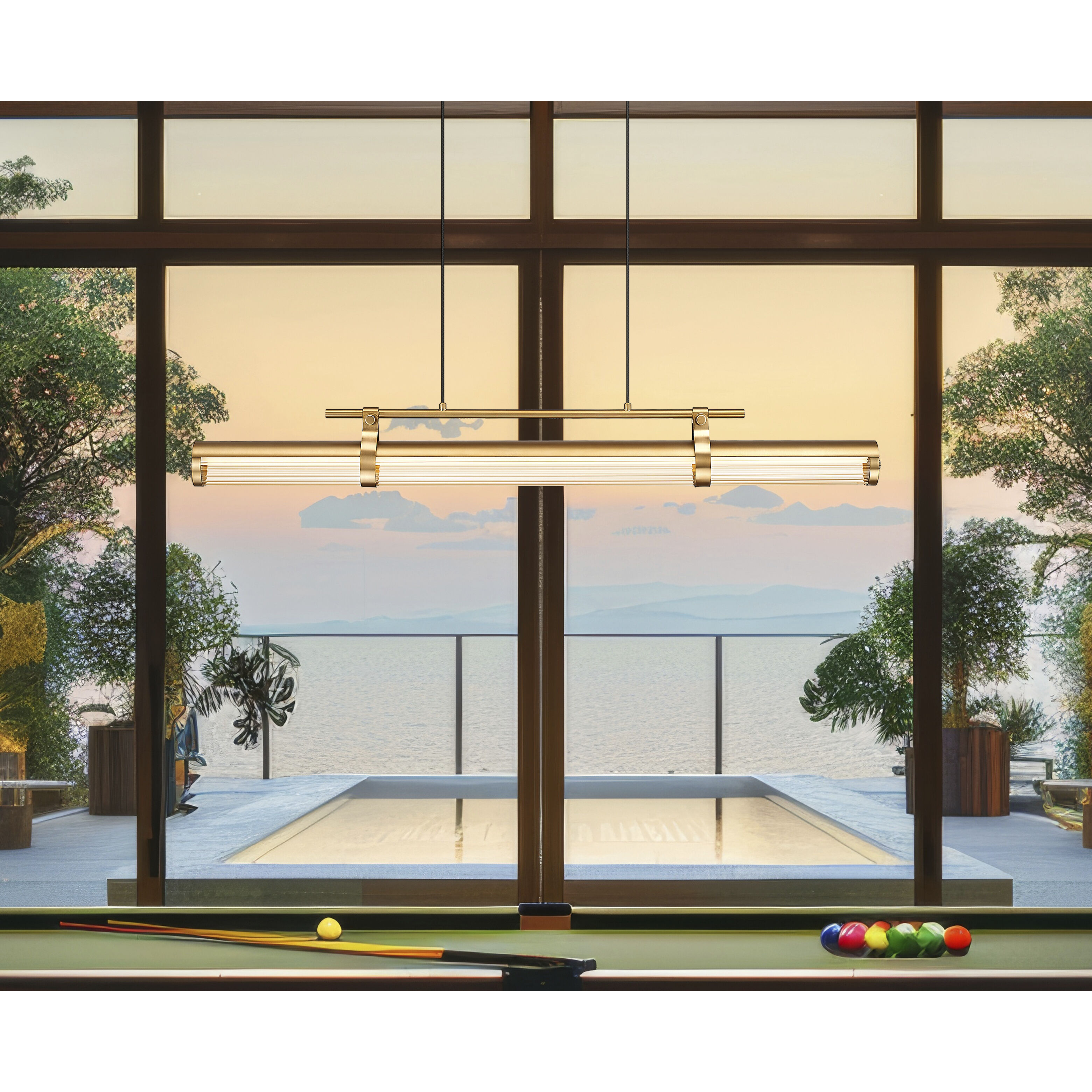 Benoit LED 44 inch Modern Gold Billiard Light Ceiling Light