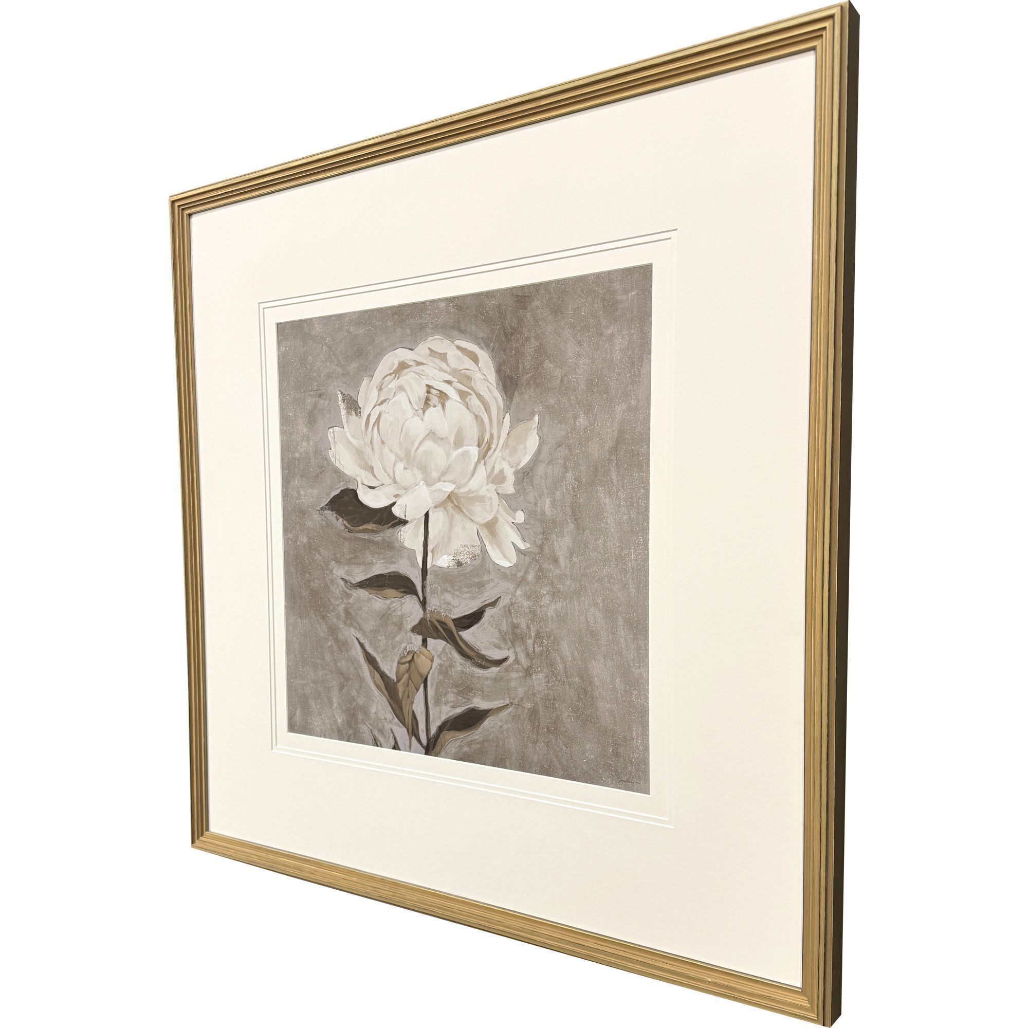 Pretty as a Peony Beige and Brown and Neutral Framed Art