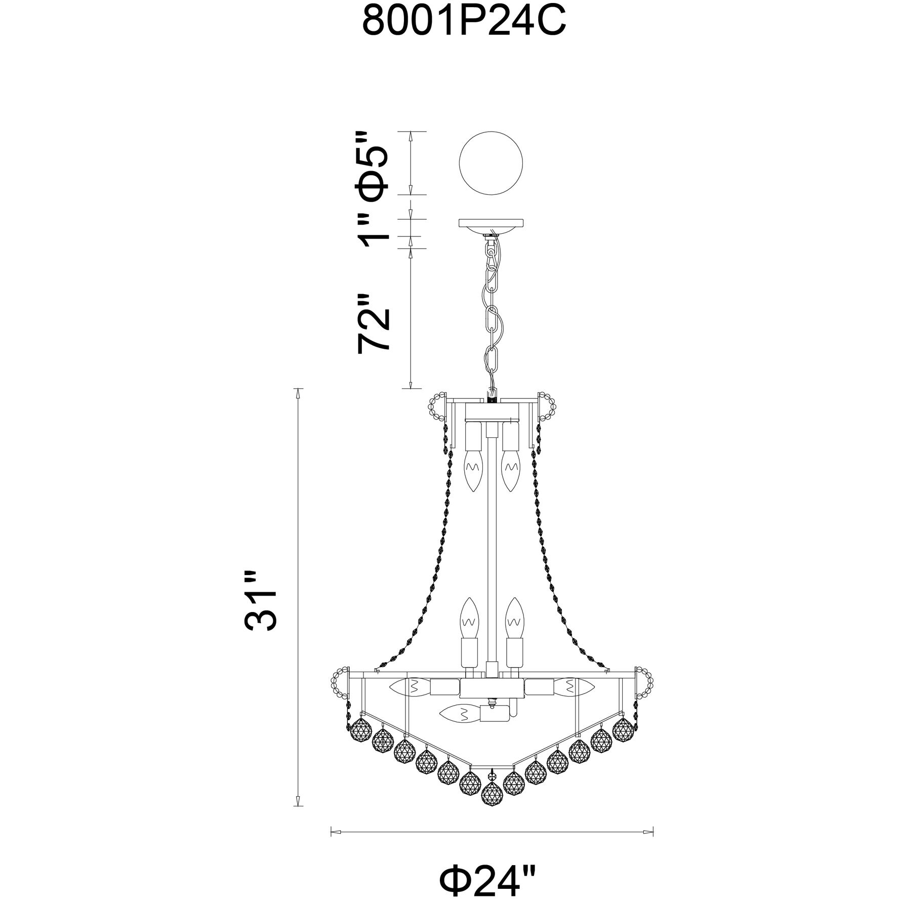 Empire 17 Light 24 inch Chrome Down Chandelier Ceiling Light