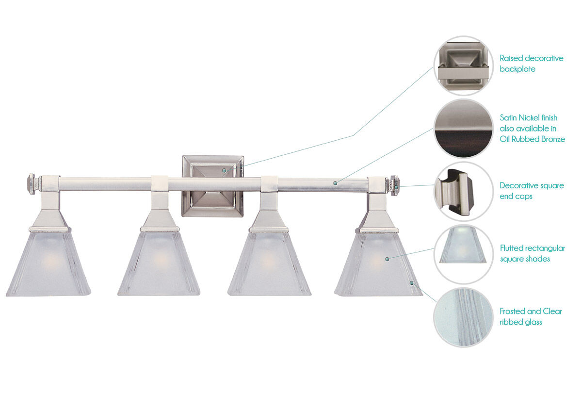 Brentwood 4 Light 28 inch Satin Nickel Bath Light Wall Light