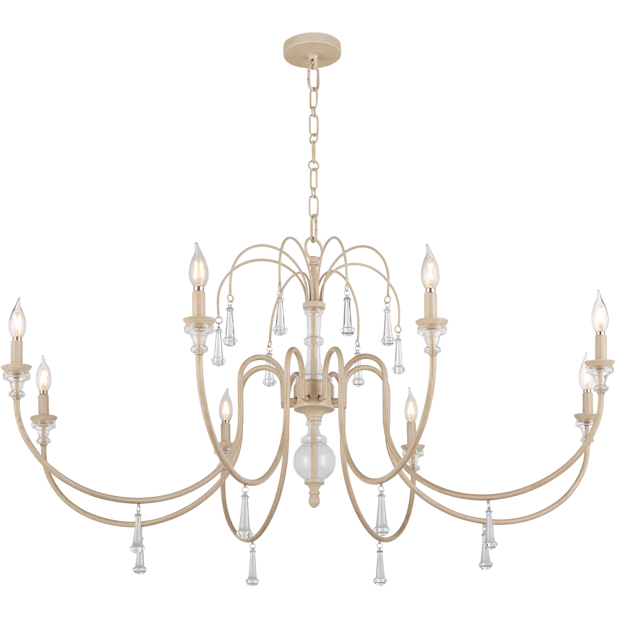 Clasica 8 Light 48 inch Washed Oak Chandelier Ceiling Light