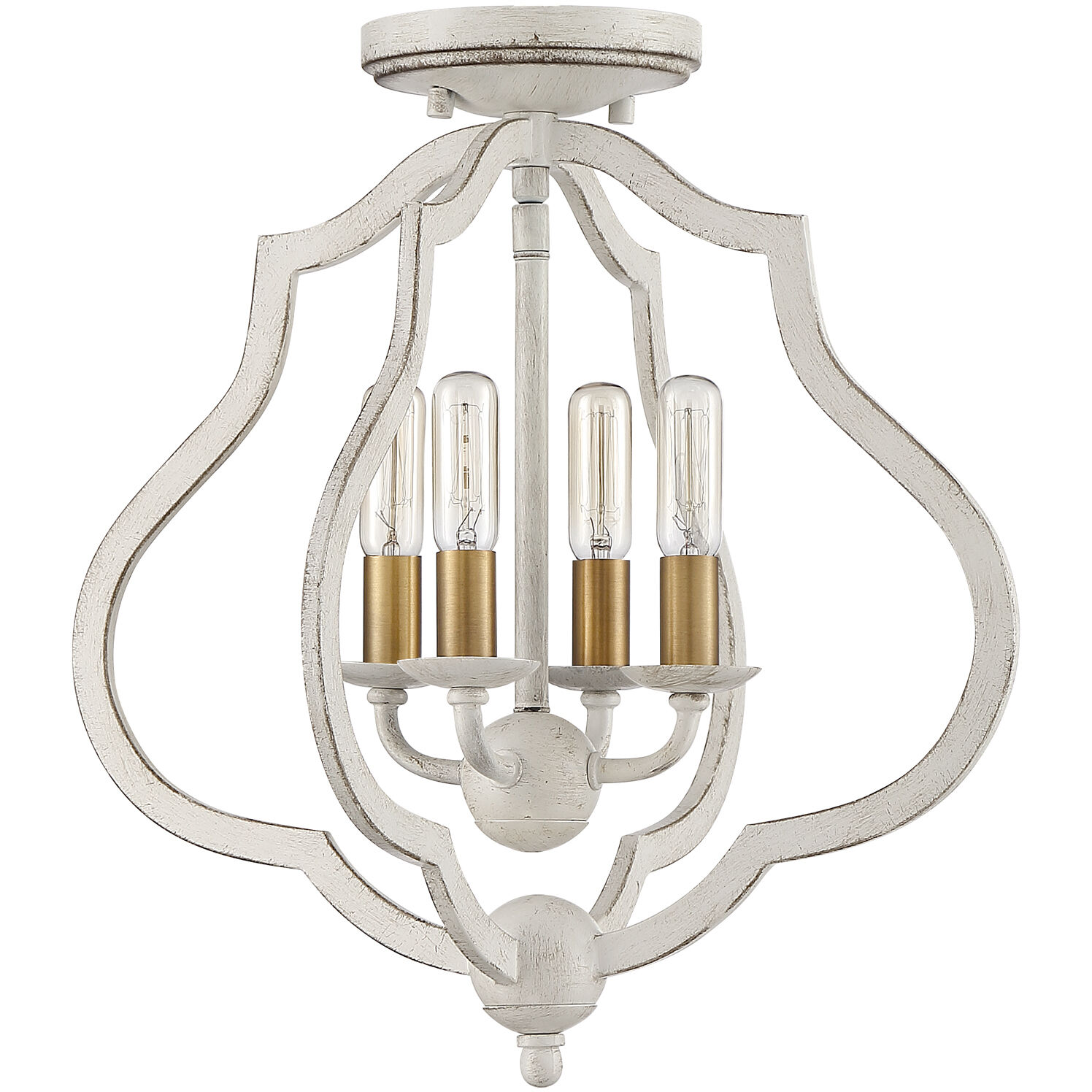 O'Keefe 4 Light 15 inch Antique White Semi-Flush Mount Ceiling Light