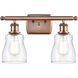 Ballston Ellery LED 16 inch Antique Copper Bath Vanity Light Wall Light in Clear Glass, Ballston