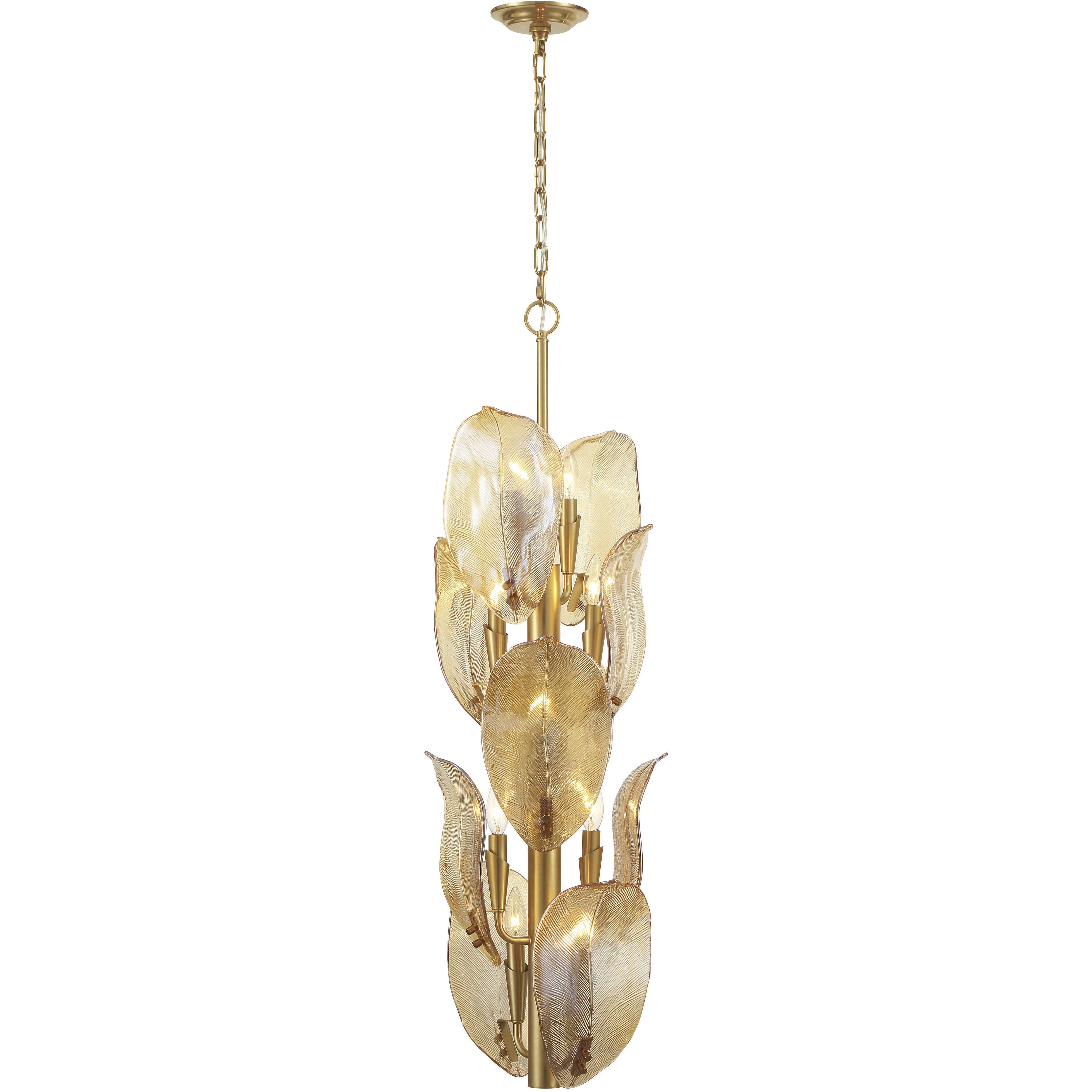 Orchid 10 Light 13 inch Legacy Brass Pendant Ceiling Light in Amber Handmade Glass