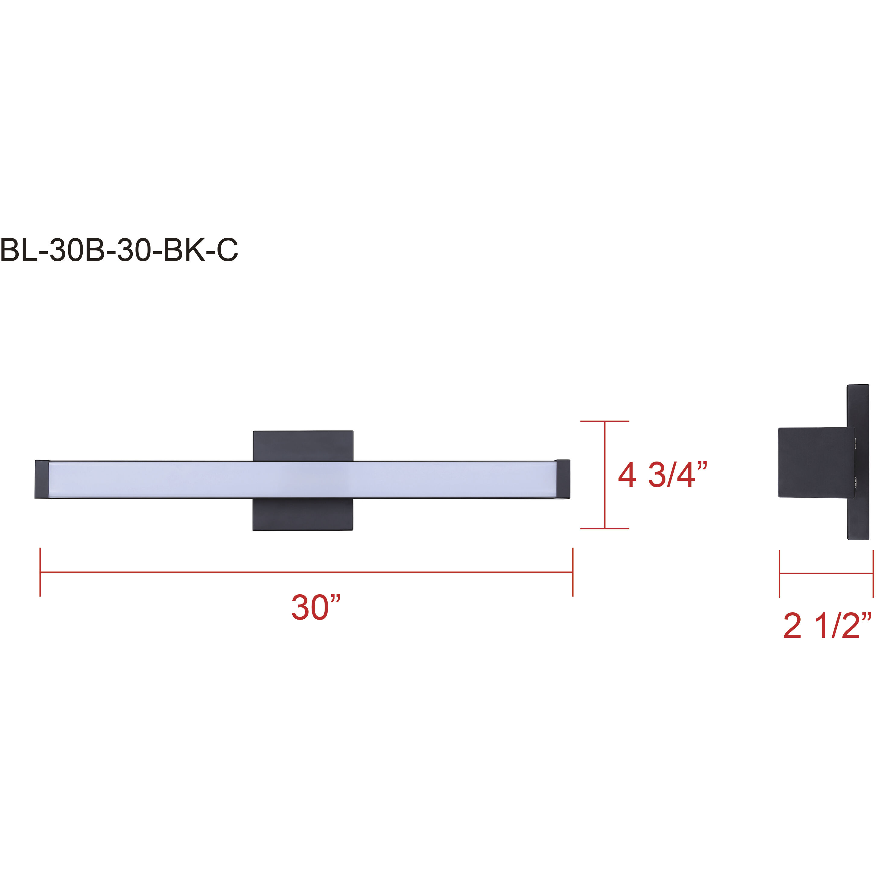 Jonah LED 30 inch Black Vanity Light Wall Light