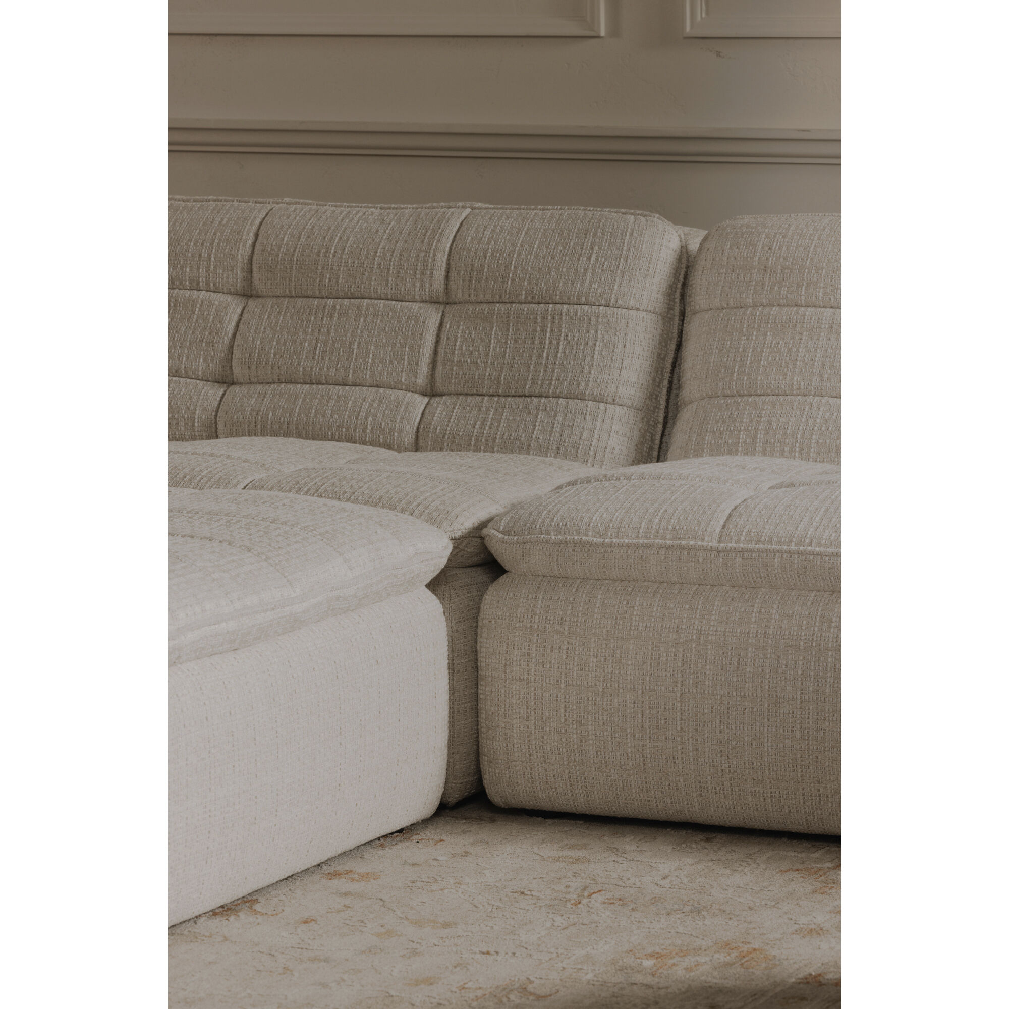 Lino 17.7 inch Beige Ottoman
