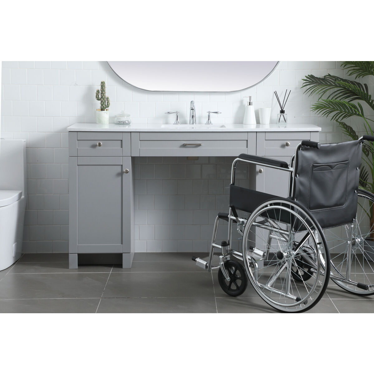 Cooper 60 X 19 X 34 inch Grey Vanity Sink Set