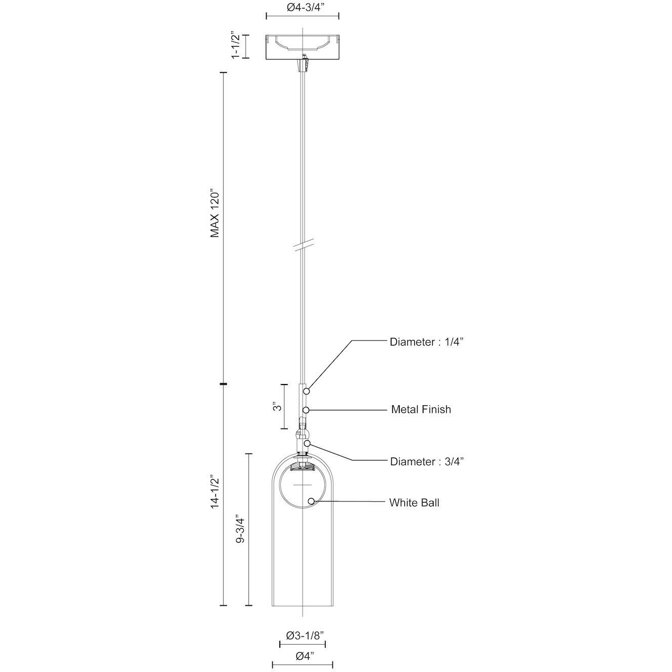 Stylo Pendant Ceiling Light in Chrome