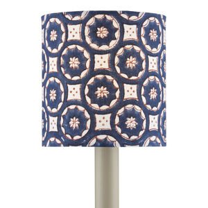 Block Print Navy and White with Red Drum Chandelier Shade