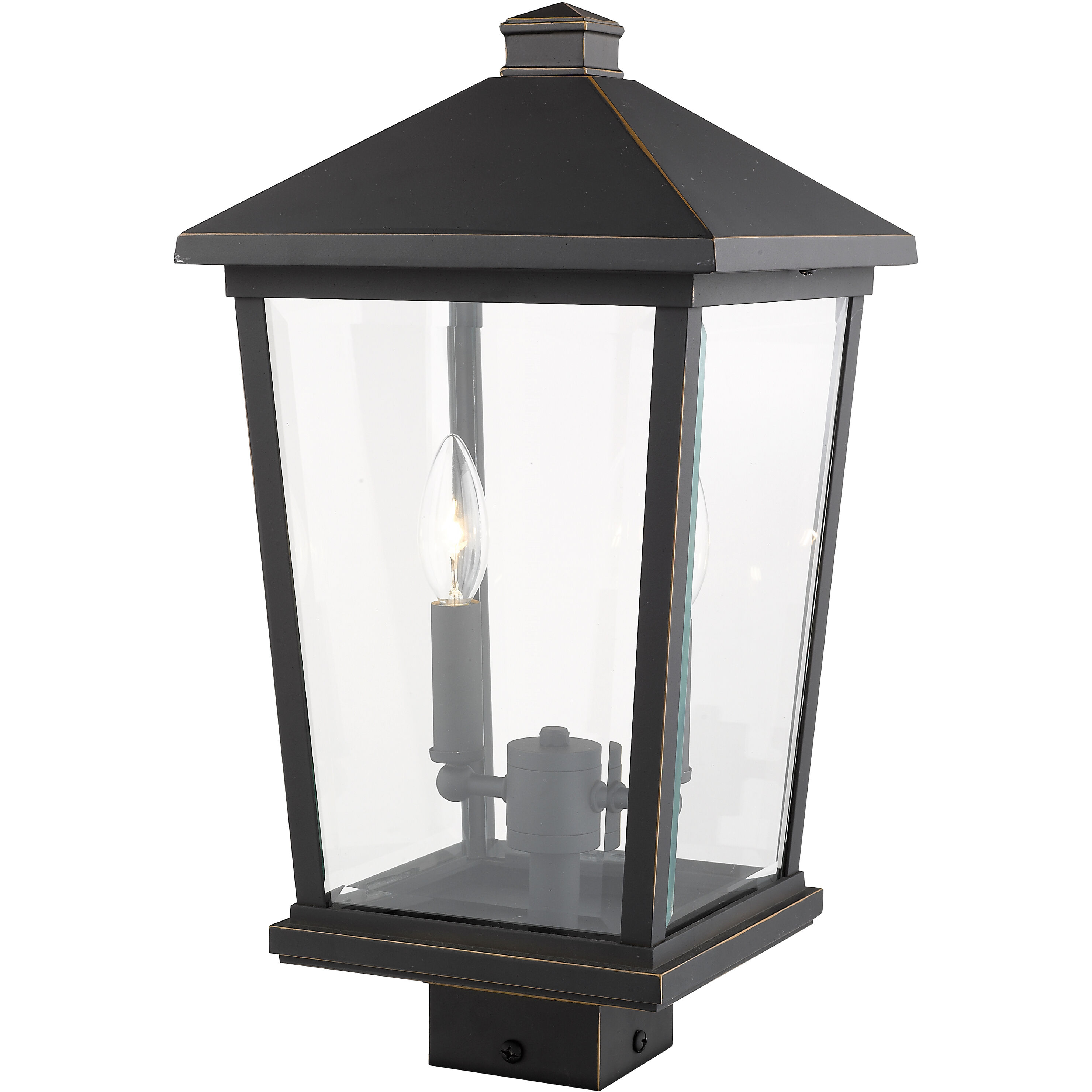 Beacon 2 Light 19.5 inch Oil Rubbed Bronze Outdoor Post Mount Fixture in 8