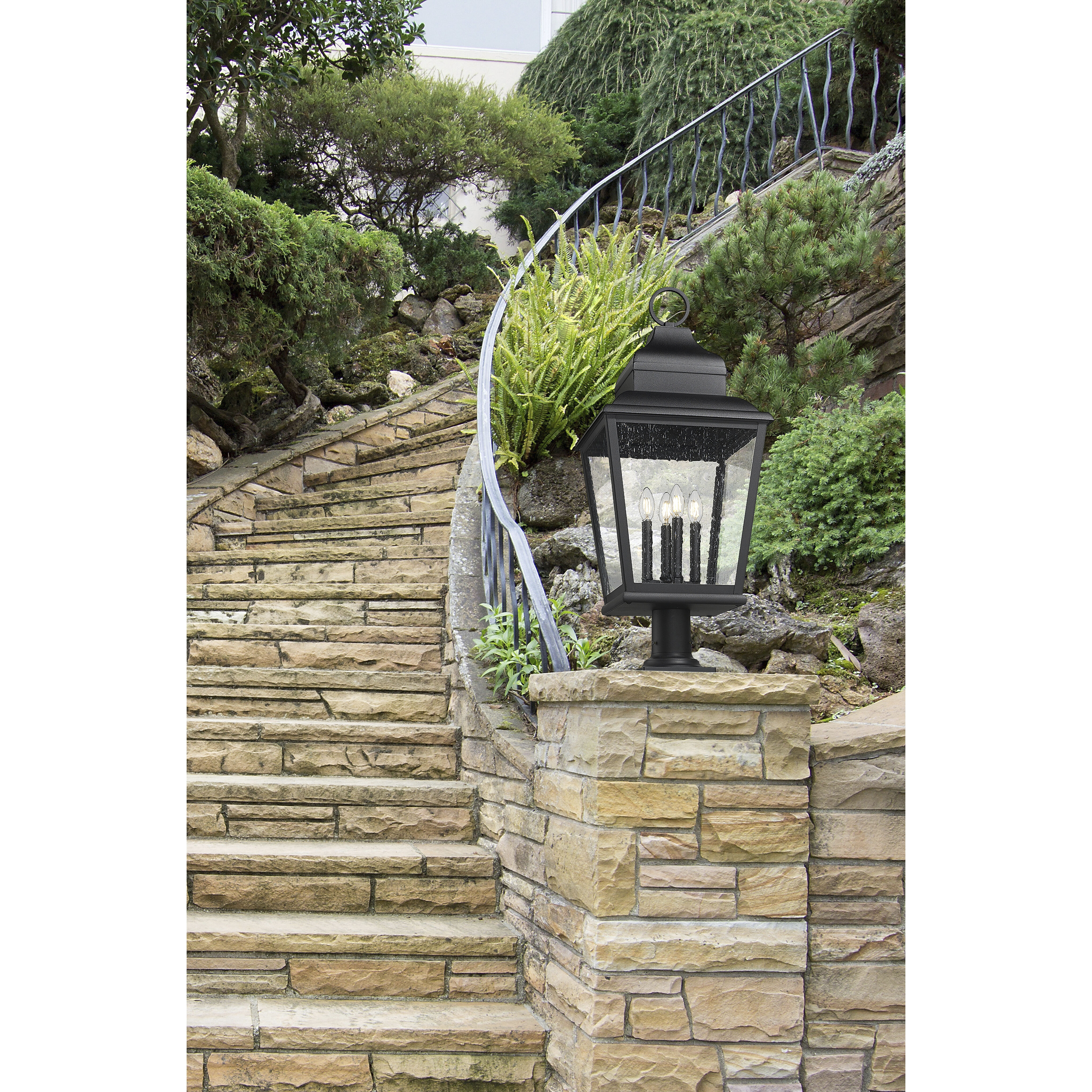 Raphael 4 Light 35 inch Sand Black Outdoor Pier Mounted Fixture in Soft Sand Black