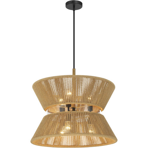 Serena 6 Light 24.13 inch Flat Black/Walnut Pendant Ceiling Light in Flat Black and Walnut