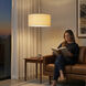 Stretch 1 Light 15 inch Satin Nickel Pendant Ceiling Light in White Linen