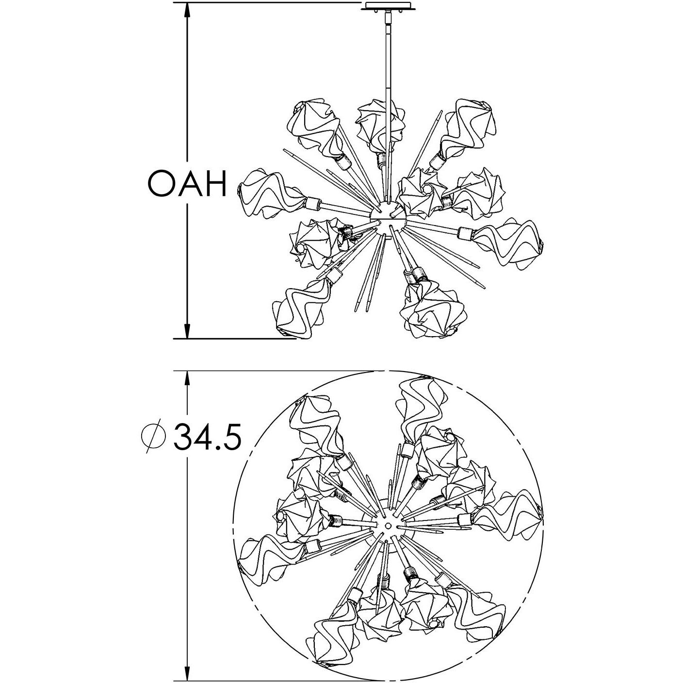 Blossom LED Novel Brass Chandelier Ceiling Light, Starburst
