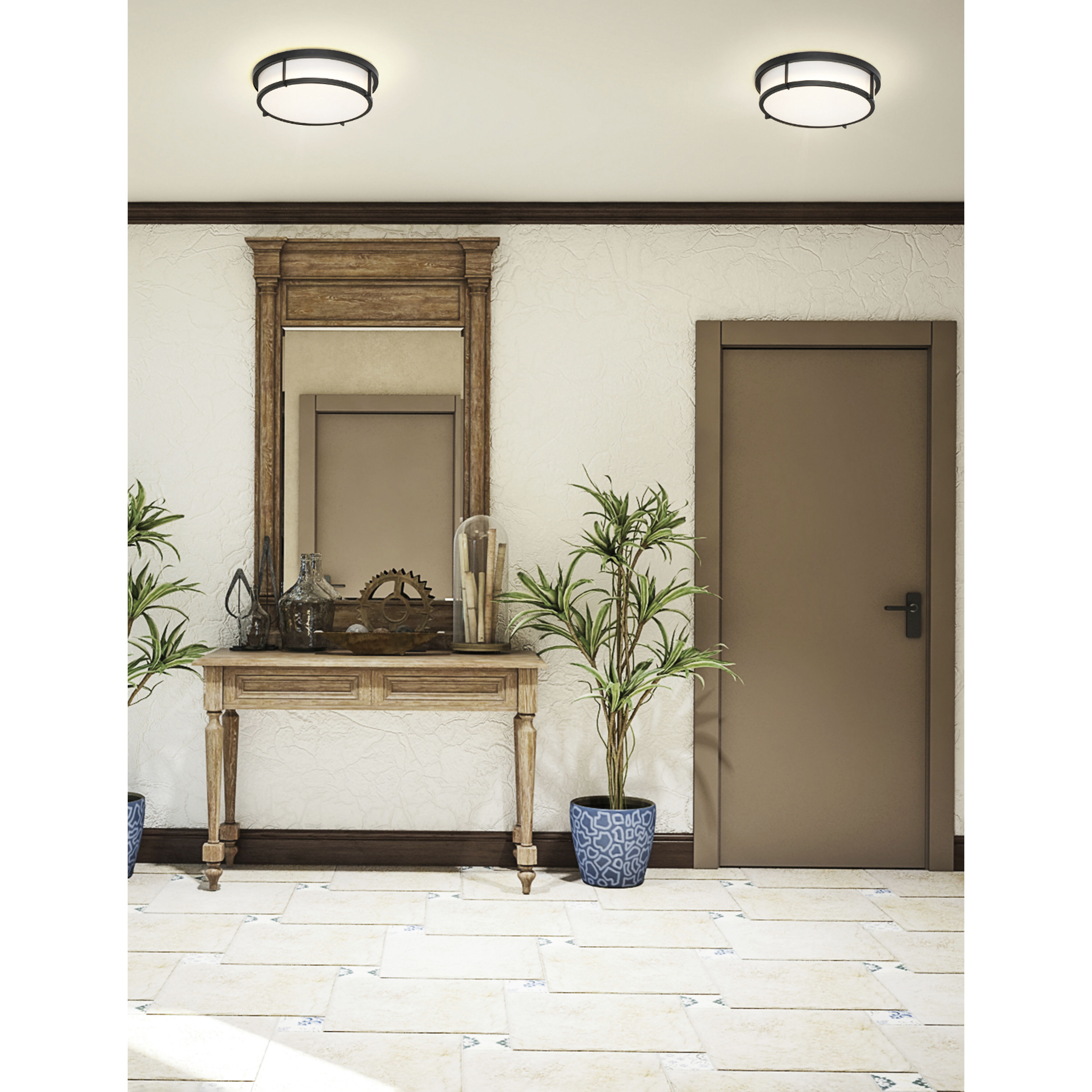 Rogue 3 Light 17 inch Black Flush Mount Ceiling Light