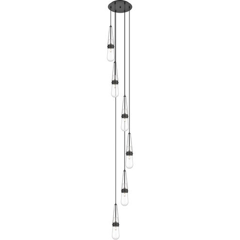 Milan 6 Light 15 inch Matte Black Multi Pendant Ceiling Light in Clear Glass
