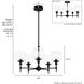 Xidane 5 Light 24 inch Matte Black Chandelier Ceiling Light
