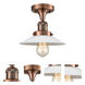 Franklin Restoration Halophane 1 Light 9 inch Antique Copper Semi-Flush Mount Ceiling Light in Matte White Halophane Glass, Franklin Restoration