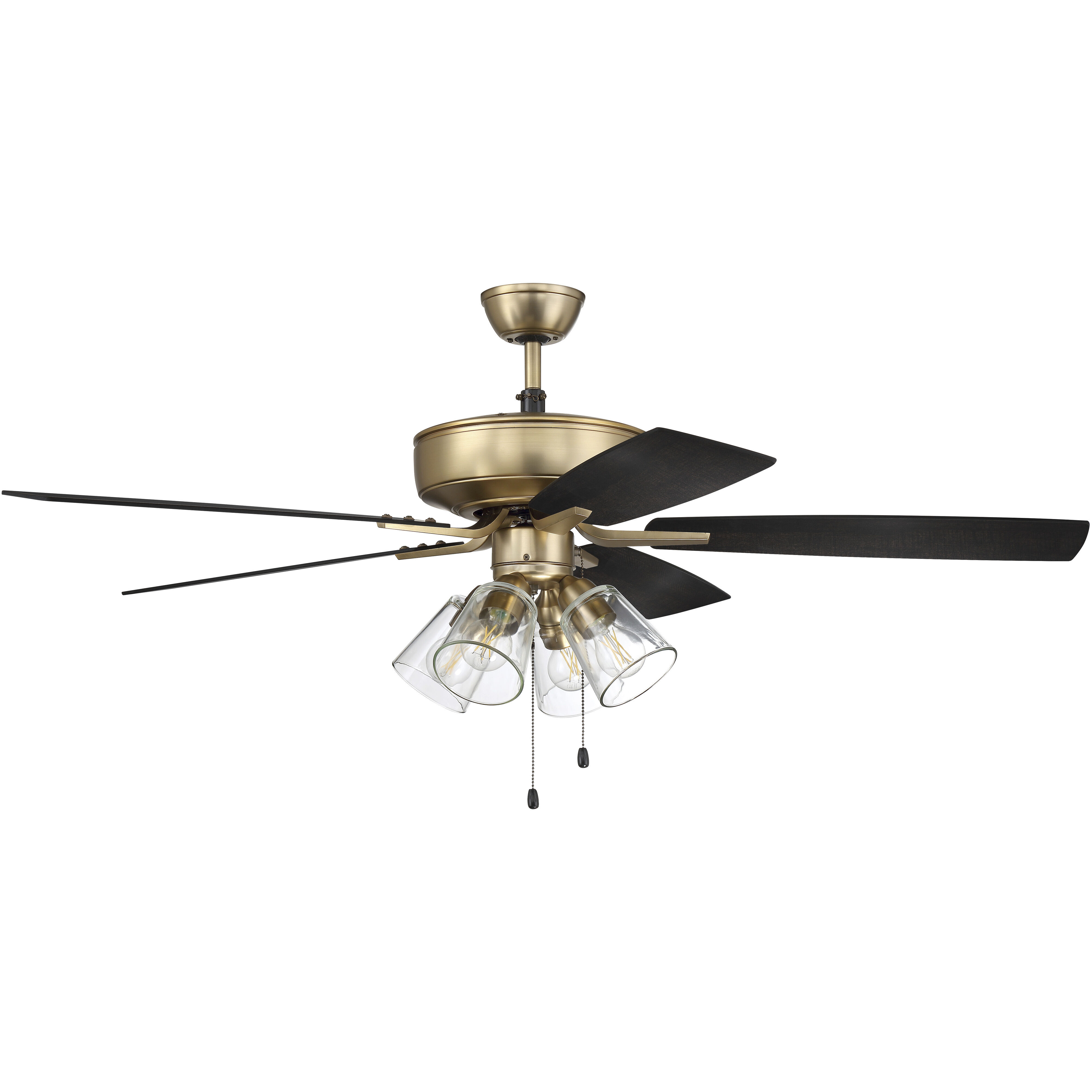 Pro Plus 104 52 inch Satin Brass with Black Walnut/Flat Black Blades Contractor Ceiling Fan