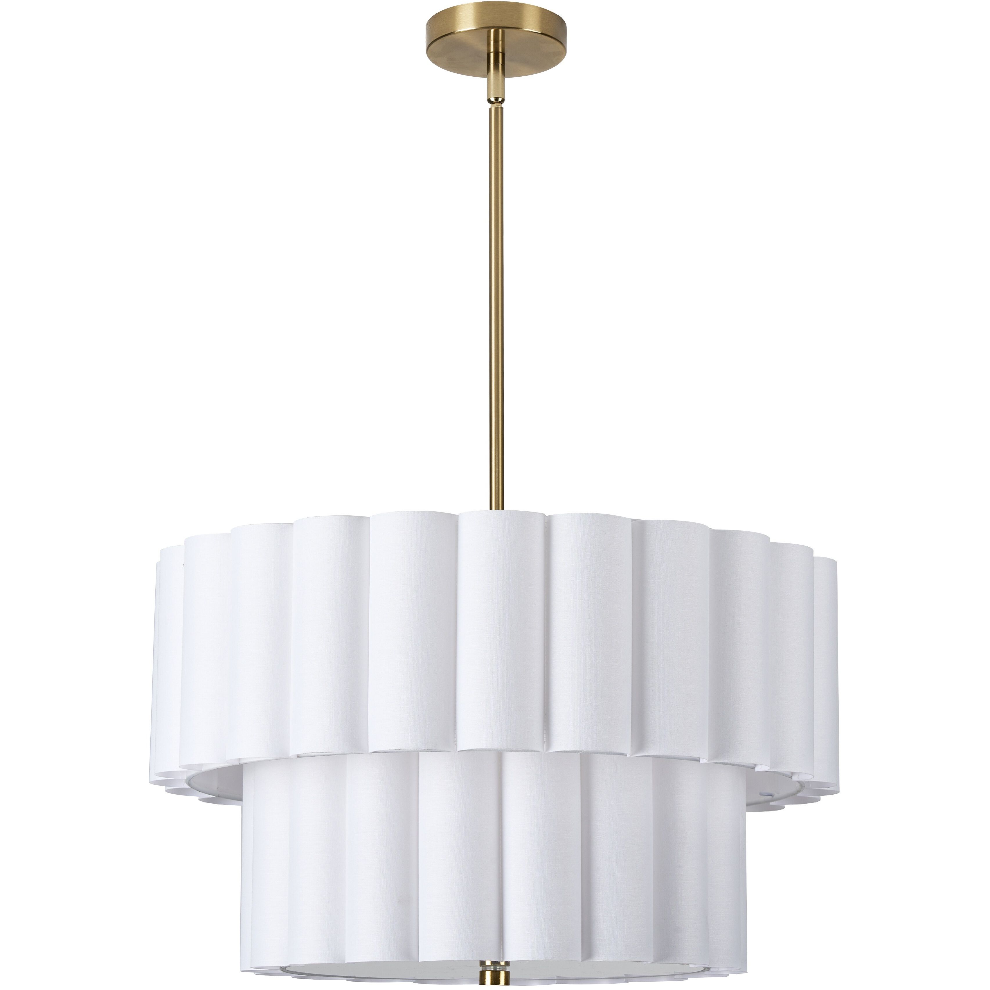 Pacifica LED 22 inch Aged Brass Pendant Ceiling Light in White, Tiered