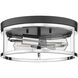 Canada 2 Light 12 inch Black and Chrome Flush Mount Ceiling Light