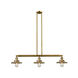 Franklin Restoration Railroad 3 Light 41 inch Brushed Brass Island Light Ceiling Light, Franklin Restoration