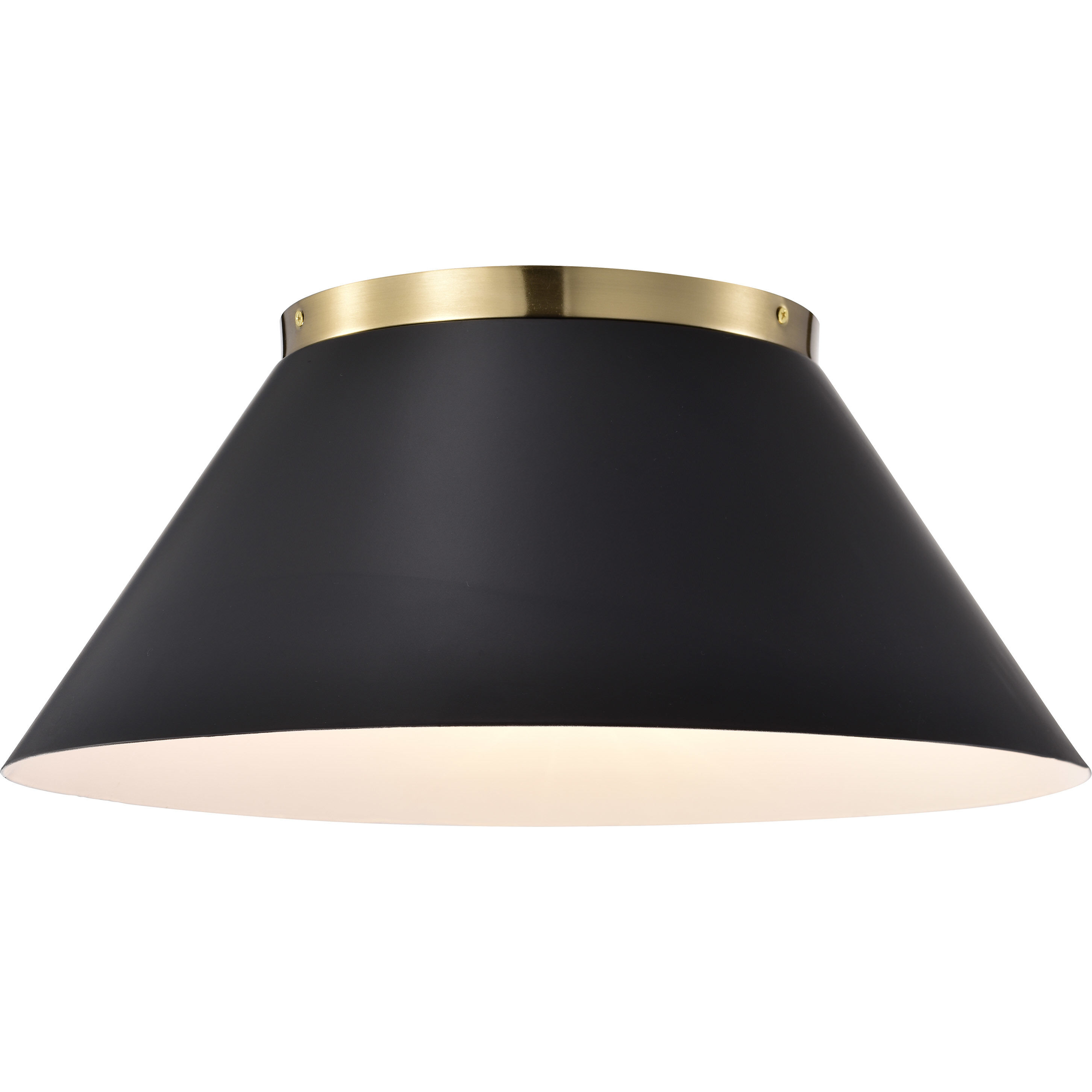 Dover 3 Light 20 inch Black/Vintage Brass Flush Ceiling Light