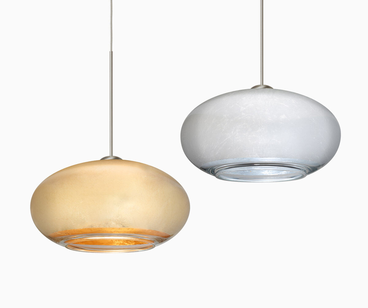 Brio 1 Light Bronze Pendant Ceiling Light in Gold Foil Glass, Halogen