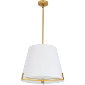Preston 4 Light 19.25 inch Aged Brass with White Pendant Ceiling Light