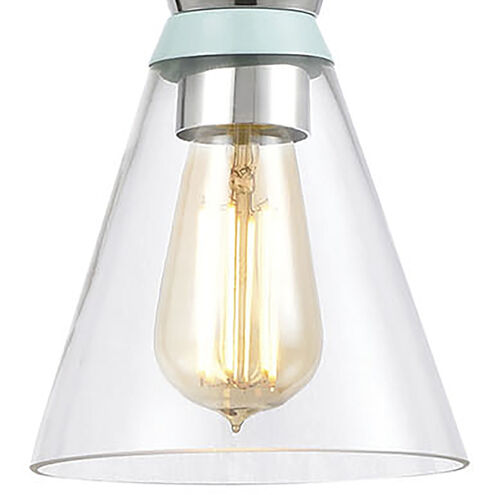 Modley 1 Light 6 inch Polished Chrome with Aqua and Clear Mini Pendant Ceiling Light