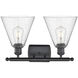 Ballston Ballston Cone 2 Light 18 inch Matte Black Bath Vanity Light Wall Light in Seedy Glass