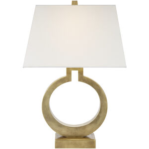 Chapman & Myers Ring 27 inch 100 watt Antique-Burnished Brass Table Lamp Portable Light in Linen, Large
