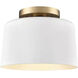 Fiero 1 Light 10 inch Matte White with Gold Semi Flush Mount Ceiling Light