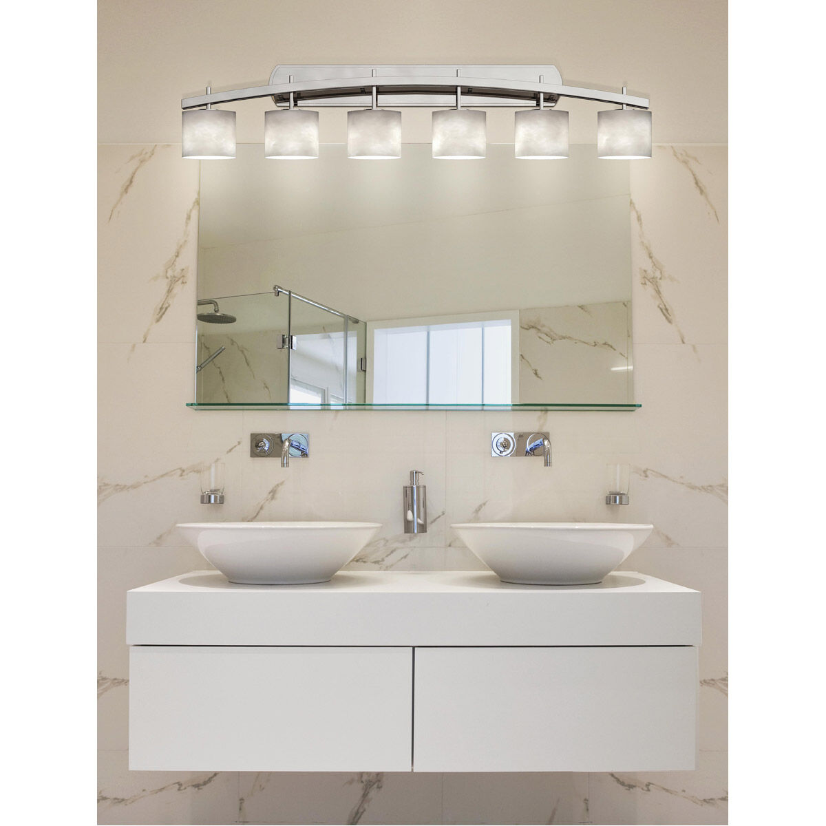 Clouds 6 Light 56 inch Brushed Nickel Vanity Light Wall Light in Rectangle Incandescent