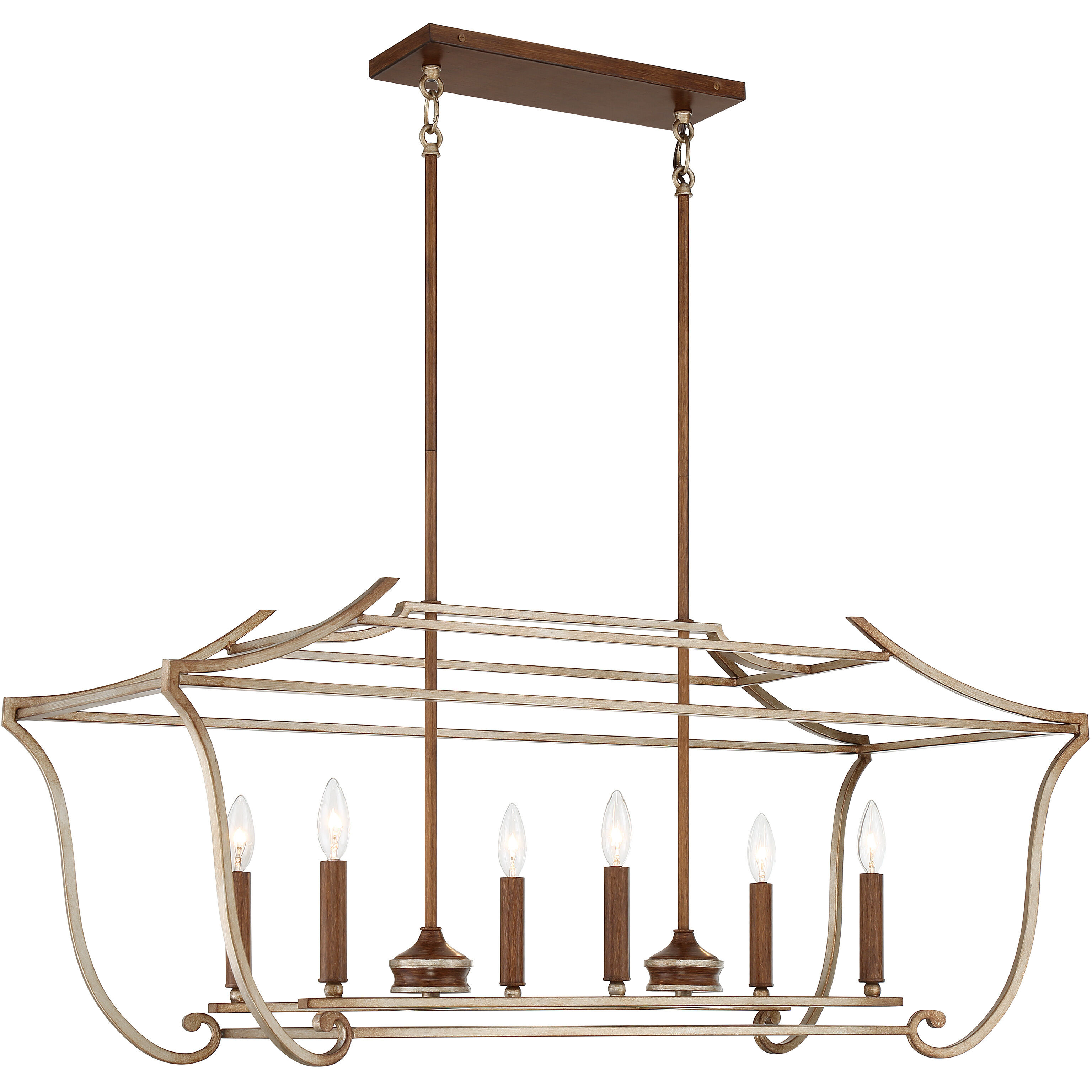 Magnolia Manor 6 Light 42.13 inch Pale Gold with Distressed Bronze Island Light Ceiling Light