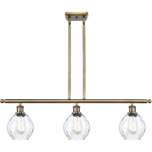 Ballston Small Waverly 3 Light 36 inch Antique Brass Island Light Ceiling Light in Incandescent, Clear Glass, Ballston